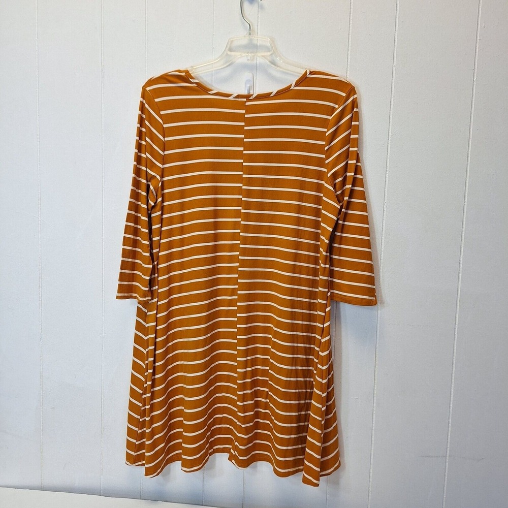 Yarn & Sea Women's Dress Size 1X Rust White Striped Stretch‎ 3/4 Sleeves - Picture 2 of 7